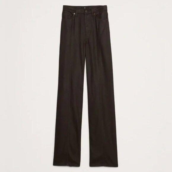 Banana Republic Coated Pintuck Jean in Chocolate Ganache - Size 27 Petite - NWT - Picture 2 of 7